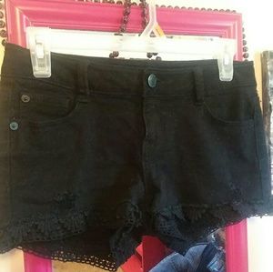 Black Shorts with Embroidery